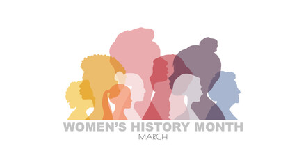 Women's History Month banner. Flat vector illustration. - obrazy, fototapety, plakaty