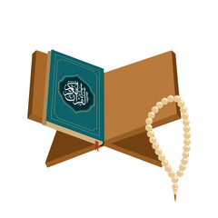 illustration of open quran on table, book of islam, holy book of islam