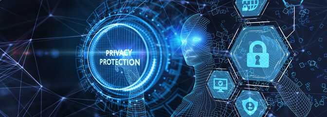 Data protection, privacy, and internet security concept. Cyber security for business and internet projects. 3d illustration