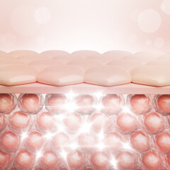 Skin rejuvenation, skin cell, Skin Repair, collagen serum, 3D rendering
