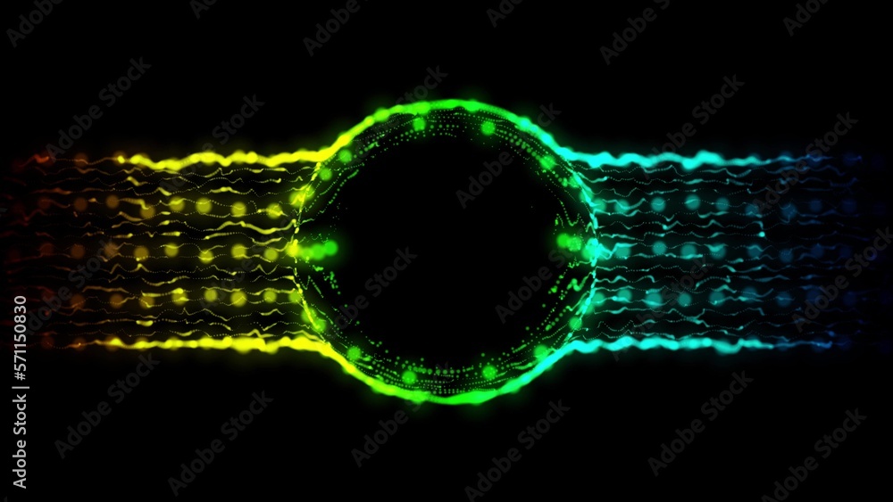 Poster abstract 3d futuristic glowing plasma ball or globe, abstract circle with smooth flowing waves, magi