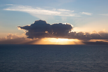 Beautiful dramatic sunrise viewed from Procida Island.