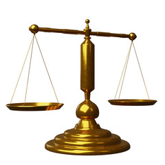 3D icon Scales of Justice with transparent background.