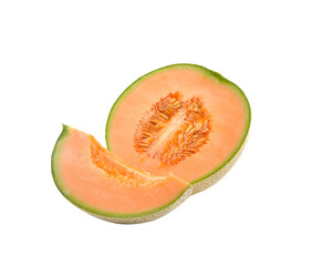Ripe cantaloupe melon isolated  on  transparent png
