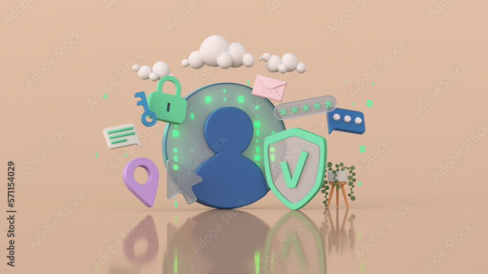 Poster internet security and cyber protection metaphor 3d rendering