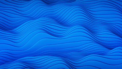 Blue wavy surface 3D render