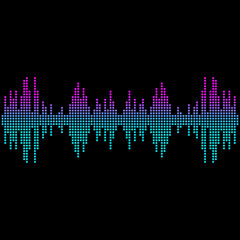 Pixel abstract neon frequency wave background