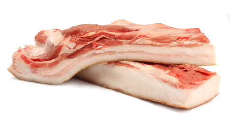 fresh lard on white background