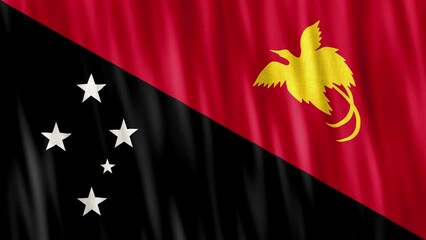 Papua New Guinea National Flag. Seamless loop animation closeup waving. 