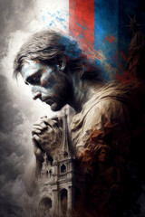 Obraz premium pray for france, ai