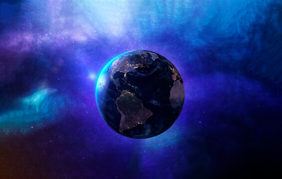 Three dimensional render of planet Earth floating in outer space