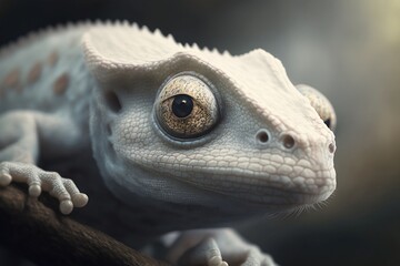Closeup of white chameleon, rendering 