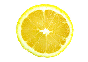 Lemon slice isolated on white background. Top view. Organic fresh citrus fruits lemons, clipping path included.