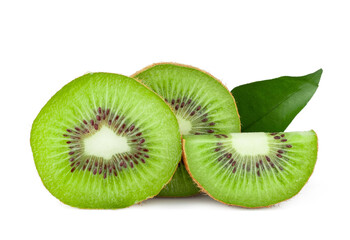 Fototapeta na wymiar Kiwi fruit slices isolated on a white background