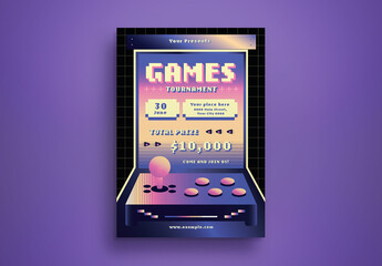 Pink Gradient Video Game Tournament Flyer Layout