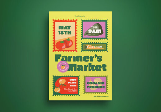 Yellow Retro Farmer Market Flyer Layout