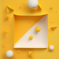 Arrière plan géométrique 3d, blanc et jaune - Générative IA
