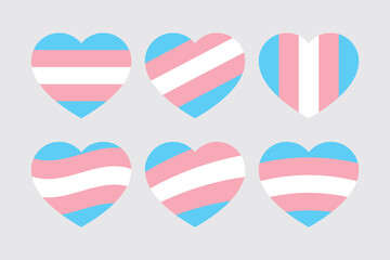 Blue, pink and white colored heart icon, as the colors of the transgender flag. LGBTQI concept. Flat vector illustration.	 - obrazy, fototapety, plakaty