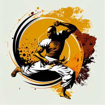 Capoeira fighter man colorfull graphic 