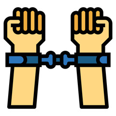 handcuffs filled outline icon style