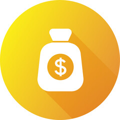 Money bag  icon in flat design style. American currency signs illustration.