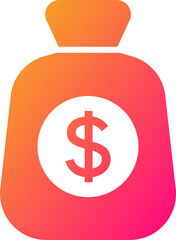 Money bag  icon in gradient colors. American currency signs illustration.