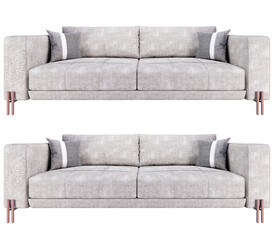 sofa fabric isolated on white background, 3D PNG.