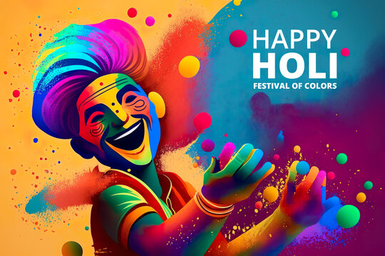 Colorful Splash a Realistic Holi Background, Generative AI illustration