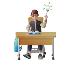 student with idea 3D Icon