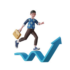 business man with rise up chart 3D Icon