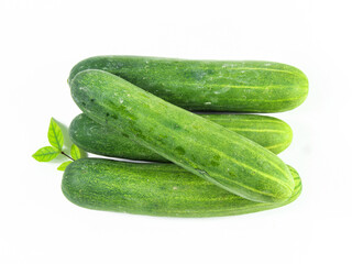 Fresh cucumbers isolated on white background.