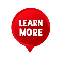 Learn more speech bubble icon design. Flat vector illustration.