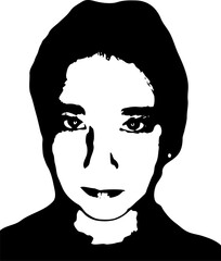 graffiti stencil face. sad face of a little girl. vector art