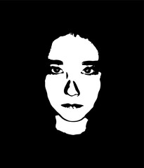 graffiti stencil face. sad face of a little girl. vector art