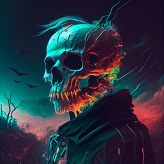 Skull Monster in The Dark - Generative AI