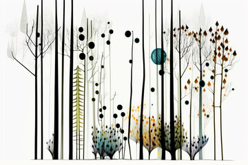 Fore Collection · Mixed Media Forest Illustrations - obrazy, fototapety, plakaty