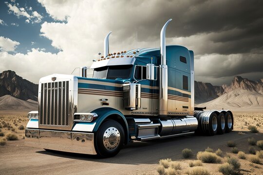 Big rig truck transportation photo for background or prints graphic design