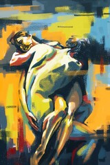Digital abstract intimacy painting of couple