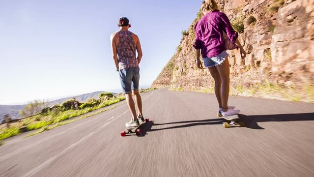 Couple on skateboard