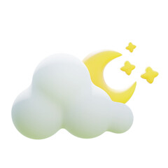 cloudy night moon 3D Icon