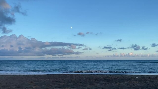 Moon above the beach in Kenting, Taiwan