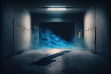 Dark street asphalt abstract dark blue background, empty dark scene, the flame is burning with smoke float up the interior texture for display products