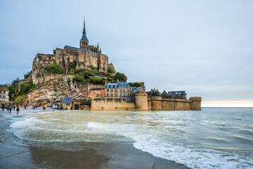 Mont-Saint-Michel, an island with the famous abbey, Normandy, France - obrazy, fototapety, plakaty