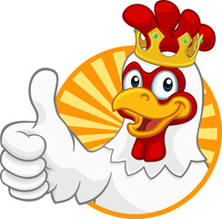 King Chicken Rooster Cockerel Bird Crown Cartoon