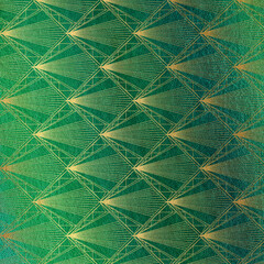 Art Deco abstract background. Green and gold shine pattern