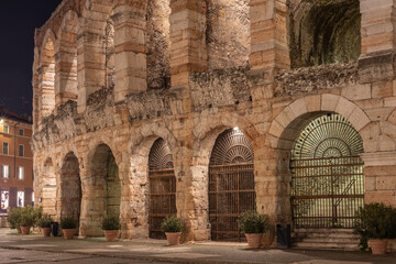 View of  Roman amphitheater - Arena di Verona, Verona,  Italy - obrazy, fototapety, plakaty