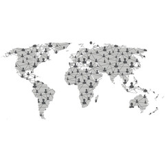 Global network mesh. Social communications background. Earth map. Vector illustration.