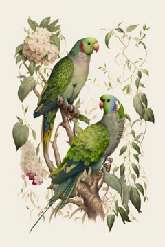 Birds of the Indian Jungle: Watercolor Painted illustration Bird Sanctuary
