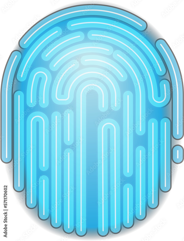Poster fingerprint scanner icon and round button with metallic background.illustration for elements