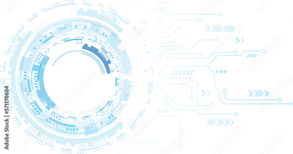 Poster abstract blue computer technology background with circuit board and circle tech.illustration for ele